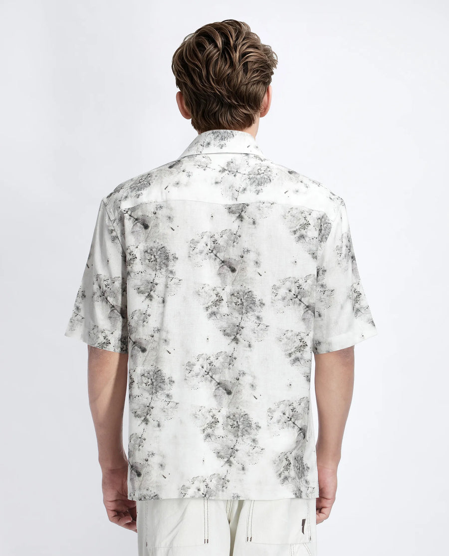 Rare Rabbit Men's Palmz White Cotton Floral Print Regular Fit Half Sleeve Collared Shirt
