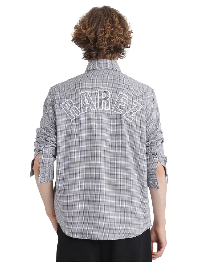 Rare Rabbit Men's Pankal Black Checked Print Oversized Fit Full Sleeve Collared Shirt