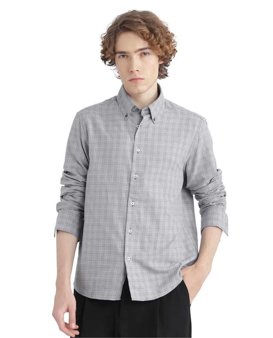 Rare Rabbit Men's Pankal Black Checked Print Oversized Fit Full Sleeve Collared Shirt