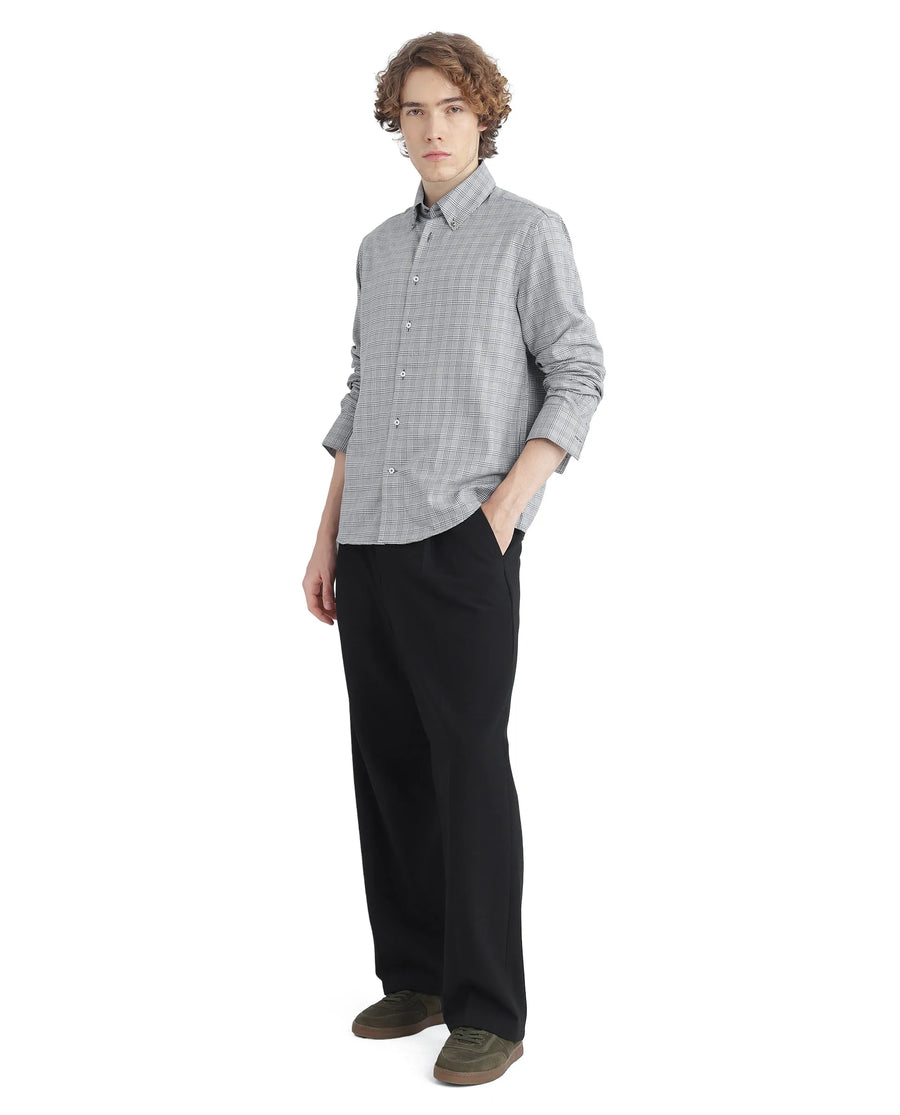 Rare Rabbit Men's Pankal Black Checked Print Oversized Fit Full Sleeve Collared Shirt