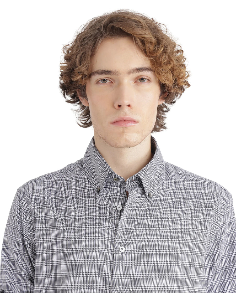 Rare Rabbit Men's Pankal Black Checked Print Oversized Fit Full Sleeve Collared Shirt