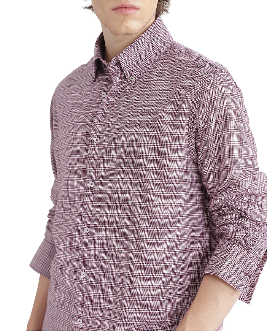 Rare Rabbit Men's Pankal Maroon Checked Print Oversized Fit Full Sleeve Collared Shirt