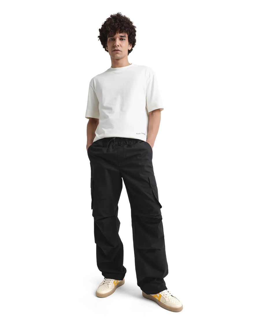 Rare Rabbit Men's Danq Off White Cotton Graphic Print Oversized Fit Half Sleeve Crew Neck T-Shirt