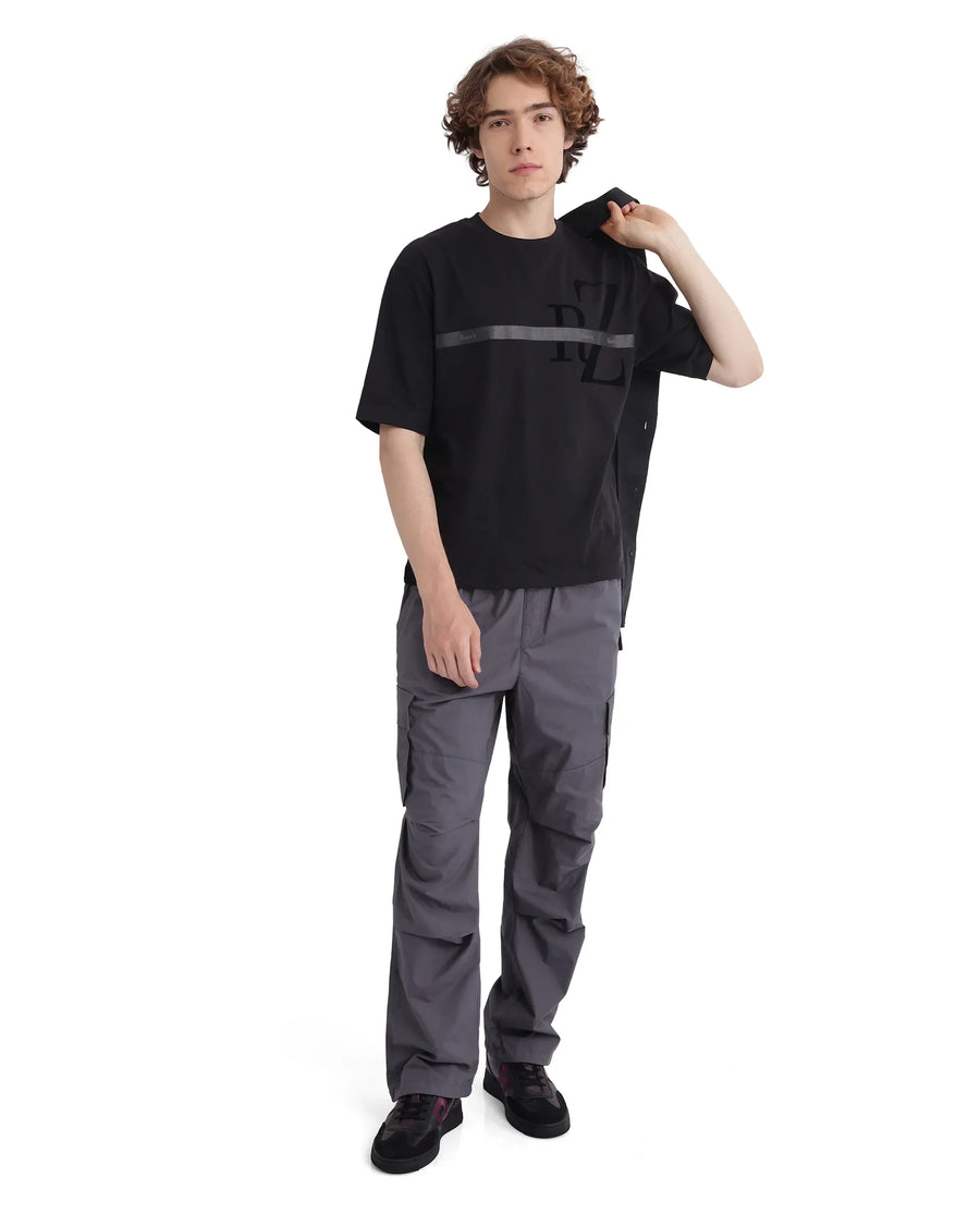 Rare Rabbit Men's Parc Grey Cotton Plain Regular Fit Trouser
