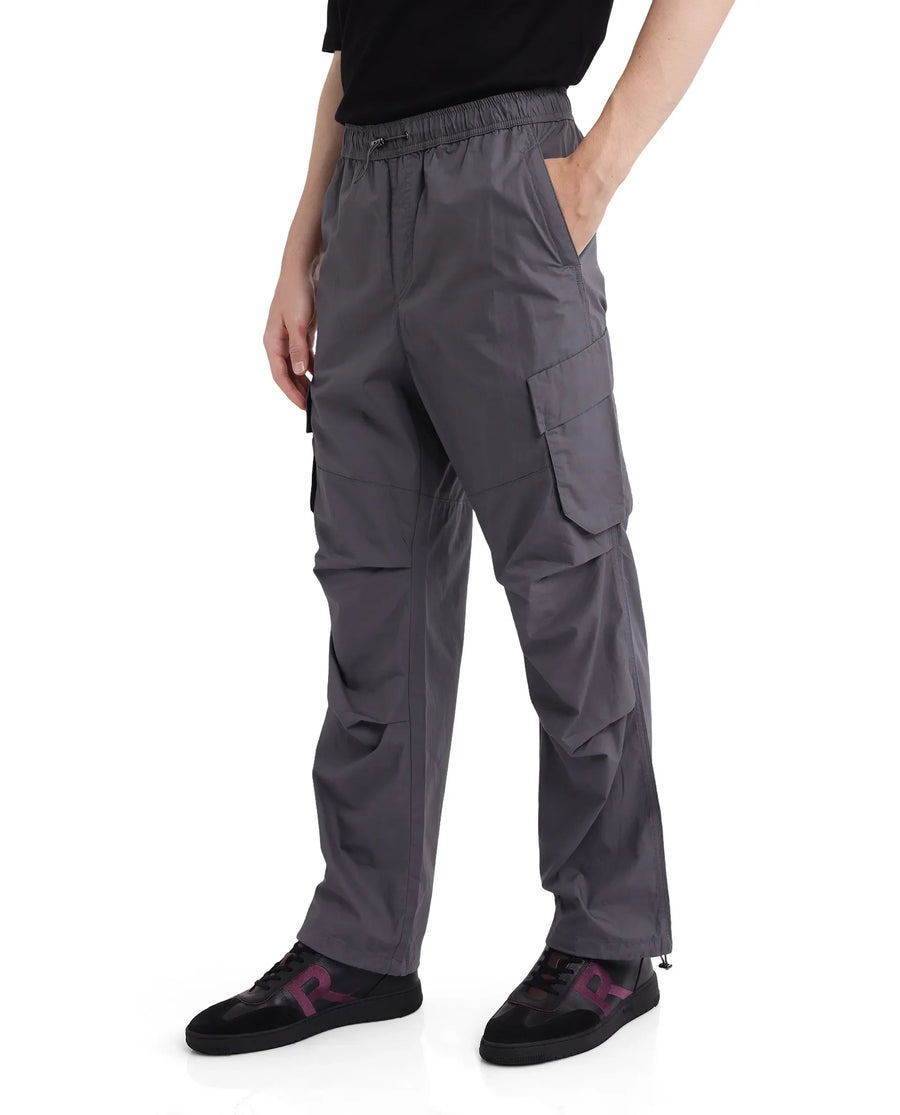 Rare Rabbit Men's Parc Grey Cotton Plain Regular Fit Trouser