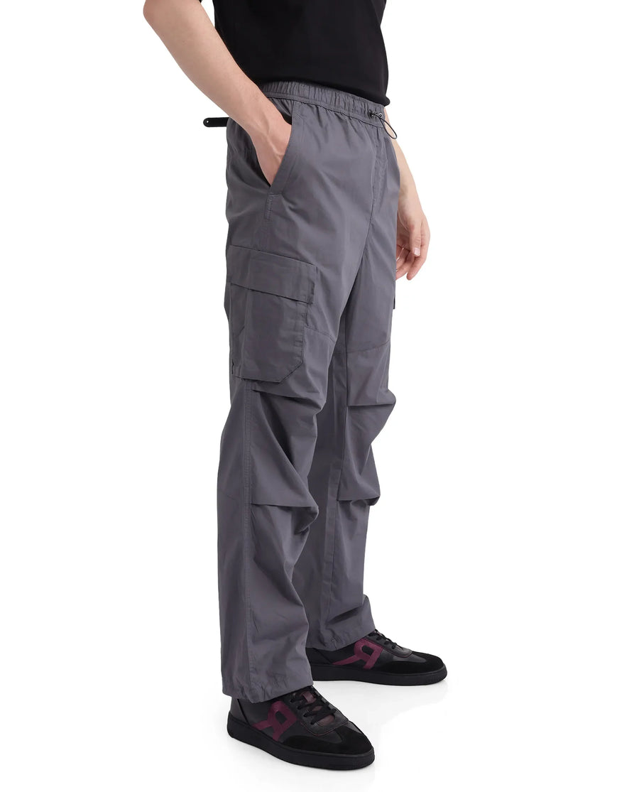 Rare Rabbit Men's Parc Grey Cotton Plain Regular Fit Trouser