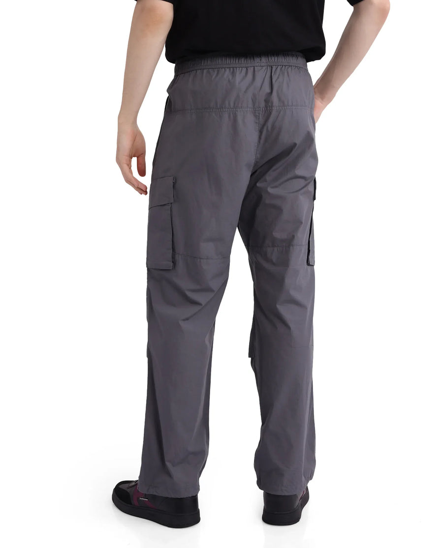 Rare Rabbit Men's Parc Grey Cotton Plain Regular Fit Trouser