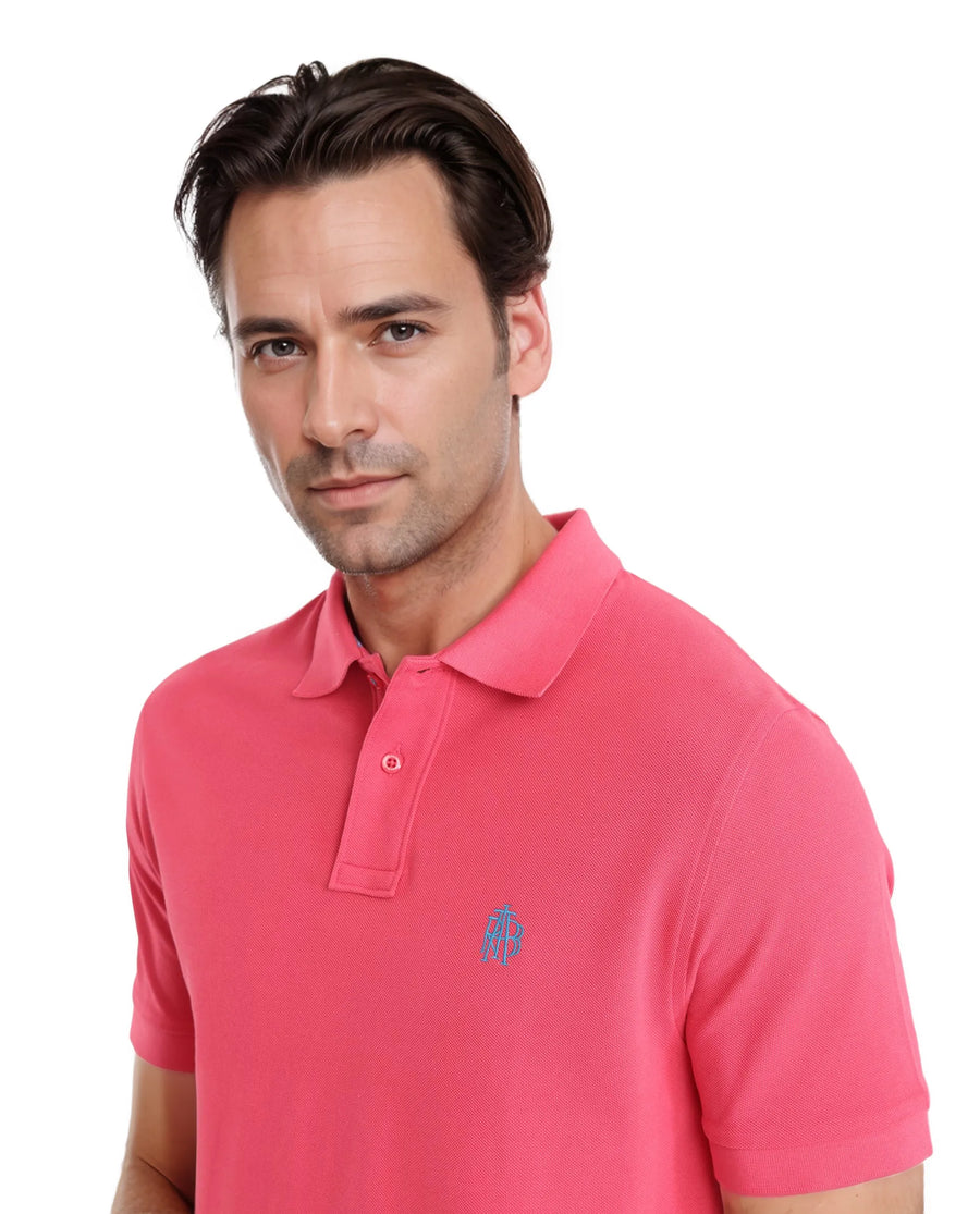 Rare Rabbit Men's Pare-1 Red Cotton Plain Regular Fit Half Sleeve Polo