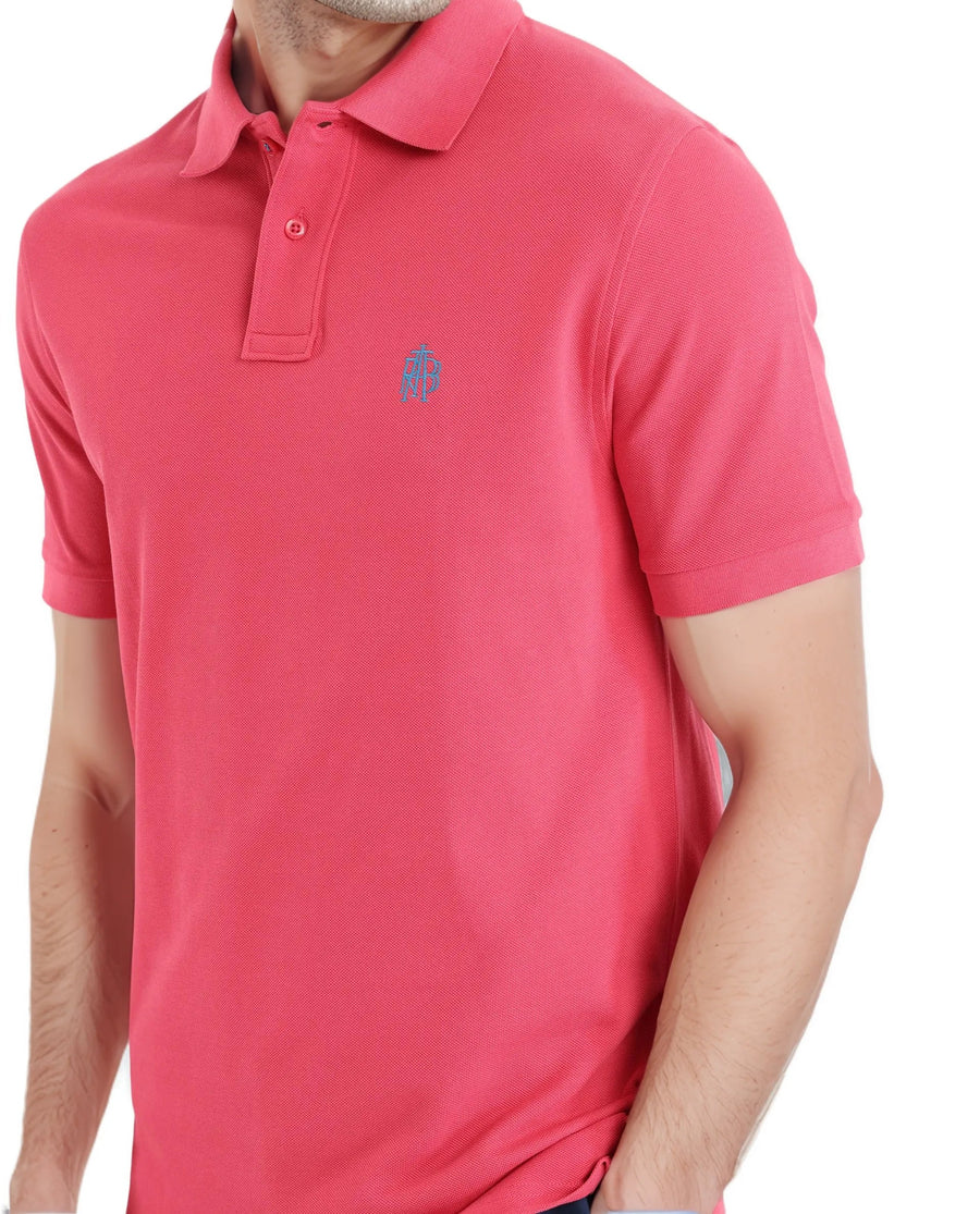 Rare Rabbit Men's Pare-1 Red Cotton Plain Regular Fit Half Sleeve Polo