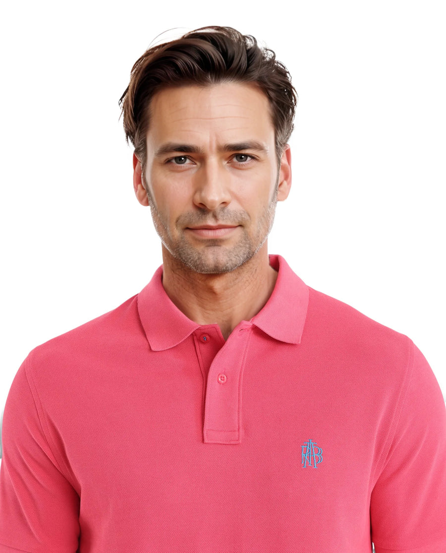 Rare Rabbit Men's Pare-1 Red Cotton Plain Regular Fit Half Sleeve Polo