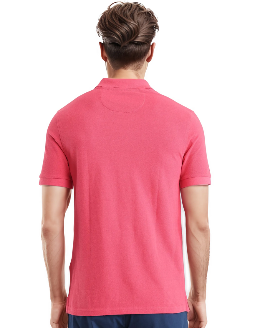 Rare Rabbit Men's Pare-1 Red Cotton Plain Regular Fit Half Sleeve Polo