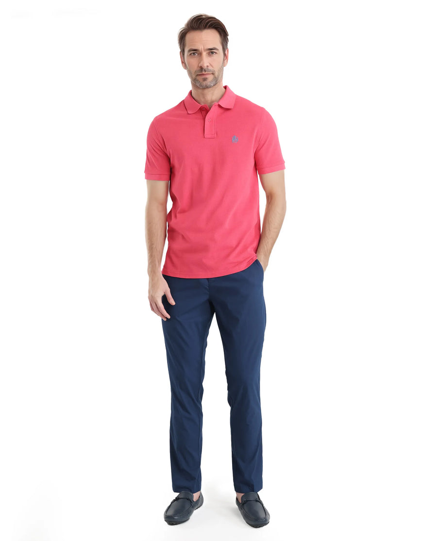 Rare Rabbit Men's Pare-1 Red Cotton Plain Regular Fit Half Sleeve Polo