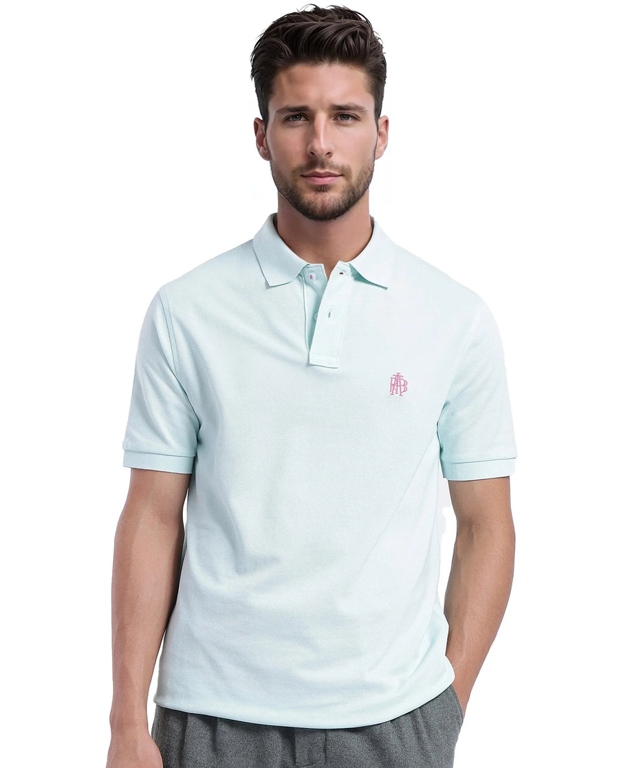 Rare Rabbit Men's Pare-1 Light Blue Cotton Plain Regular Fit Half Sleeve Polo