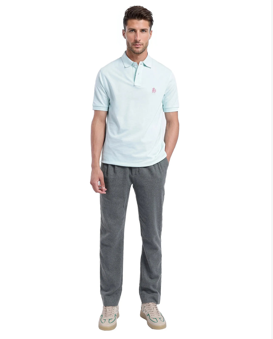 Rare Rabbit Men's Pare-1 Light Blue Cotton Plain Regular Fit Half Sleeve Polo