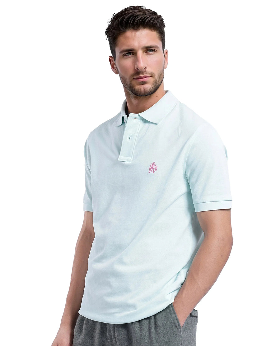 Rare Rabbit Men's Pare-1 Light Blue Cotton Plain Regular Fit Half Sleeve Polo