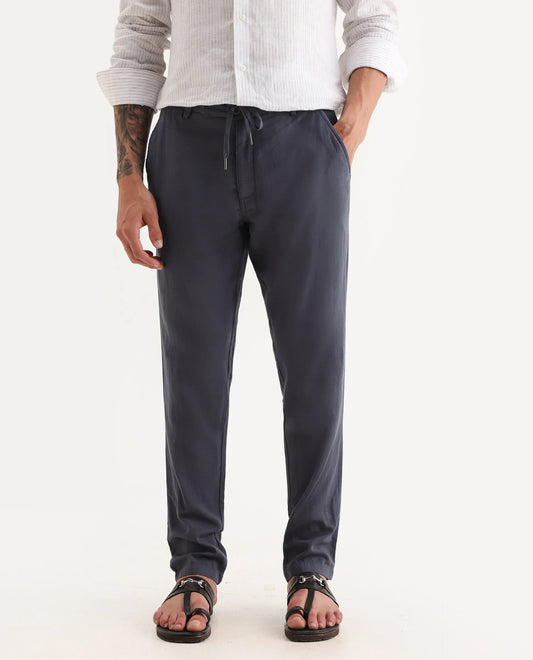 Rare Rabbit Men's Pastor-Aw25 Dusky Purple Cotton Plain Regular Fit Trouser