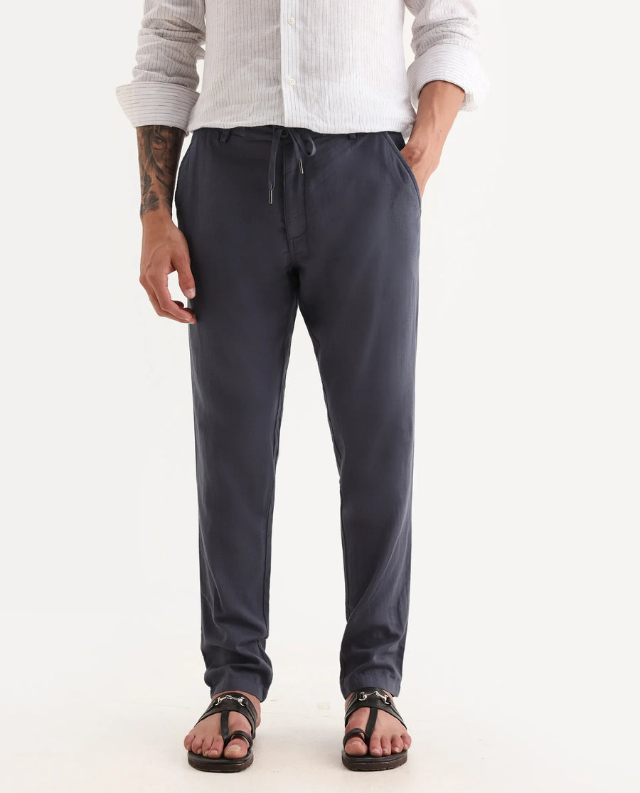 Rare Rabbit Men's Pastor-Aw25 Dusky Purple Cotton Plain Regular Fit Trouser