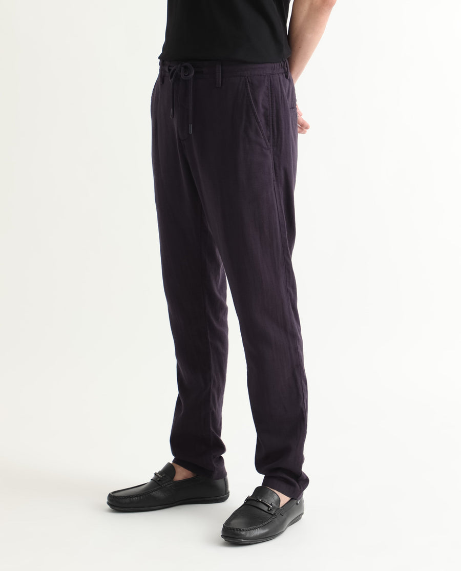 Rare Rabbit Men's Pastor Dark Purple Cotton Plain Regular Fit Trouser