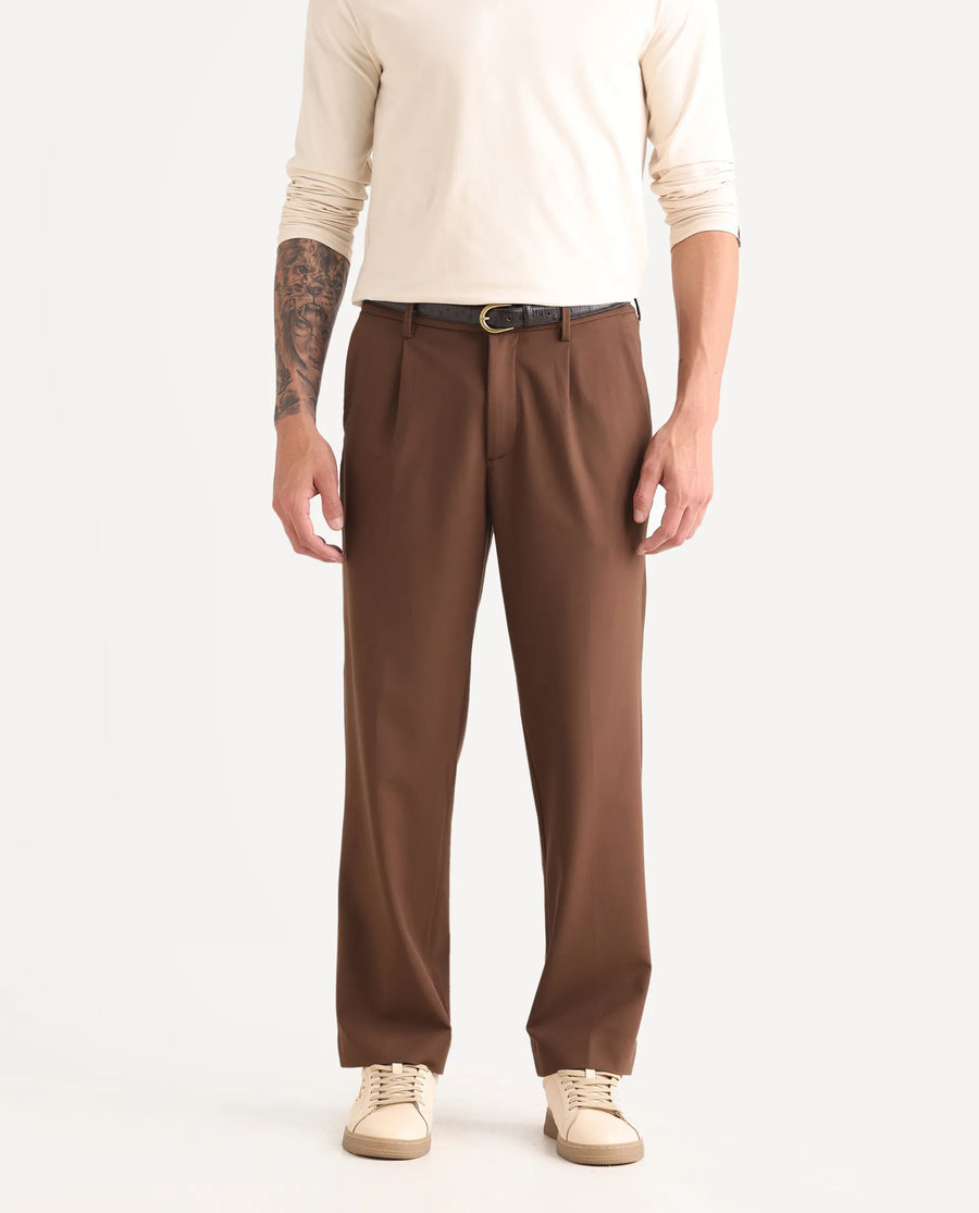 Rare Rabbit Men Pauls Brown Polyester Blend Fabric Button Closure Plain Trouser