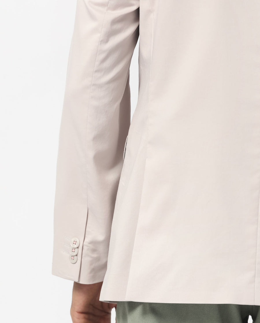 Rare Rabbit Men's Peyton Light Beige Polyester Plain Tailored Fit Full Sleeve Lapel Neck Blazer