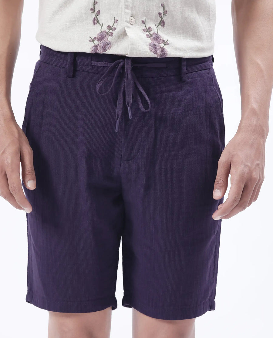 Rare Rabbit Men's Pinto-25 Purple Cotton Plain Regular Fit Shorts