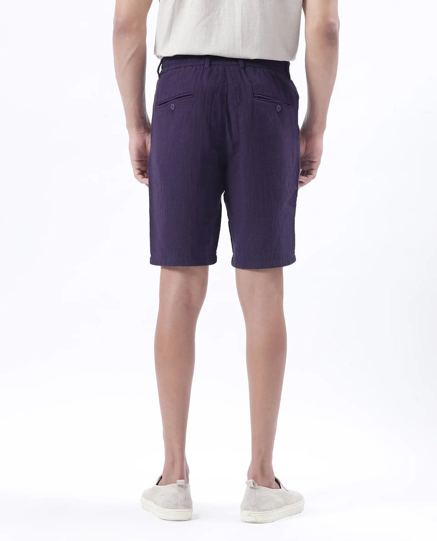Rare Rabbit Men's Pinto-25 Purple Cotton Plain Regular Fit Shorts
