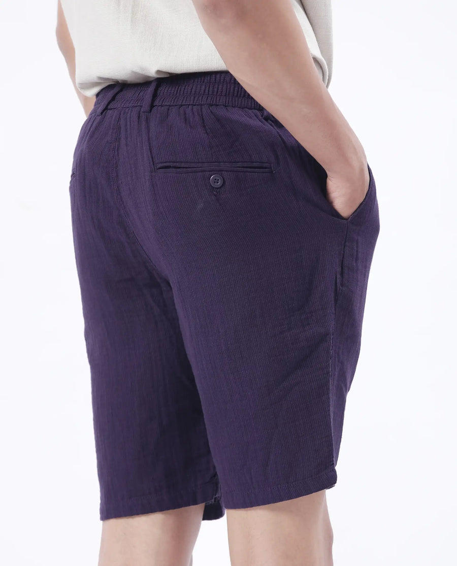 Rare Rabbit Men's Pinto-25 Purple Cotton Plain Regular Fit Shorts