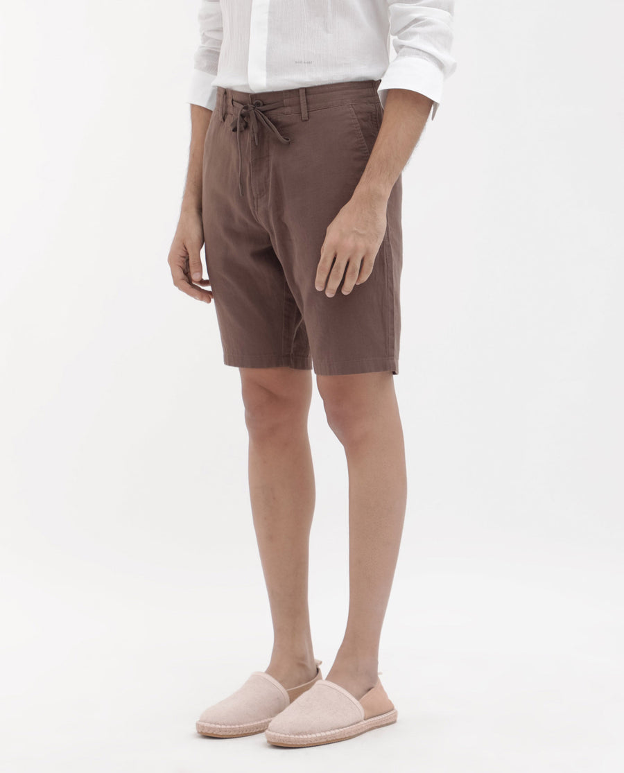 Rare Rabbit Men's Pinto Brown Cotton Plain Regular Fit Shorts