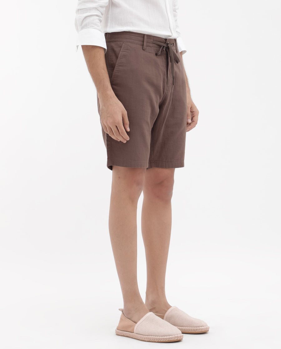 Rare Rabbit Men's Pinto Brown Cotton Plain Regular Fit Shorts