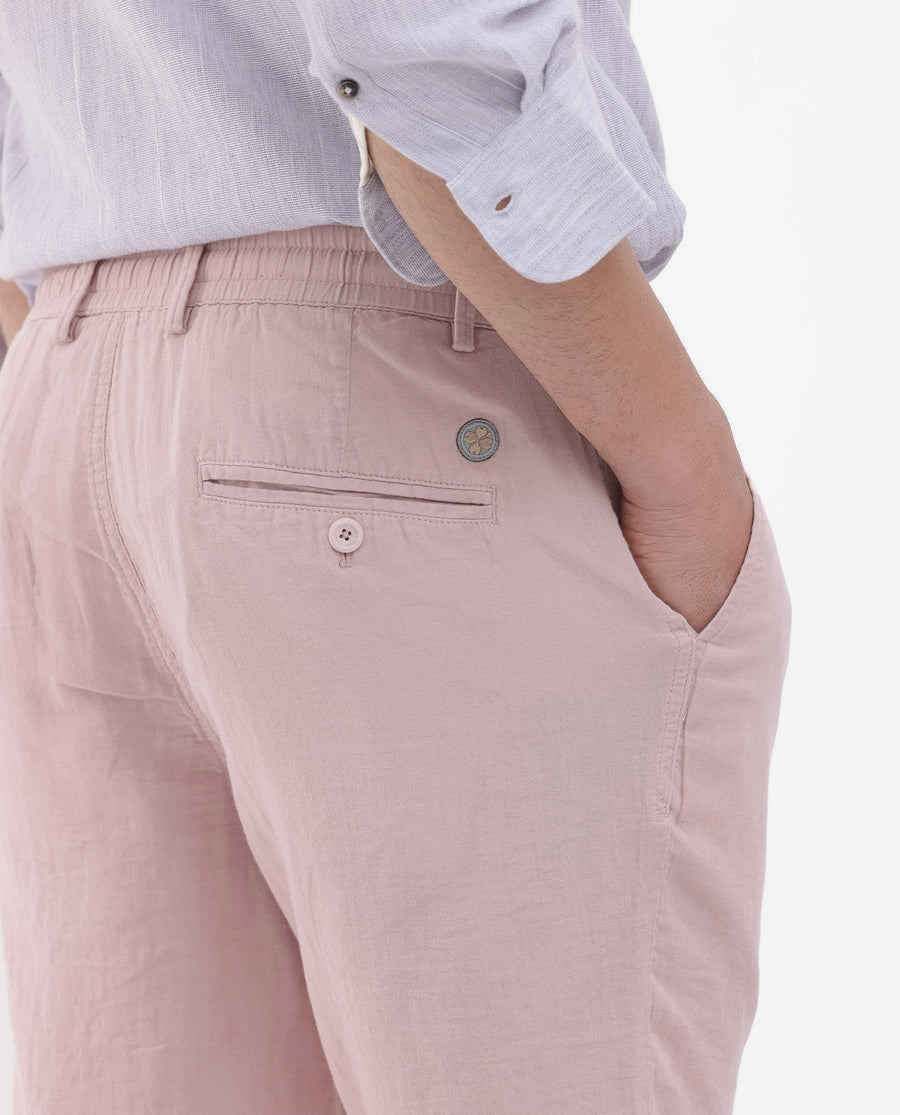 Rare Rabbit Men's Pinto Light Pink Cotton Plain Regular Fit Shorts