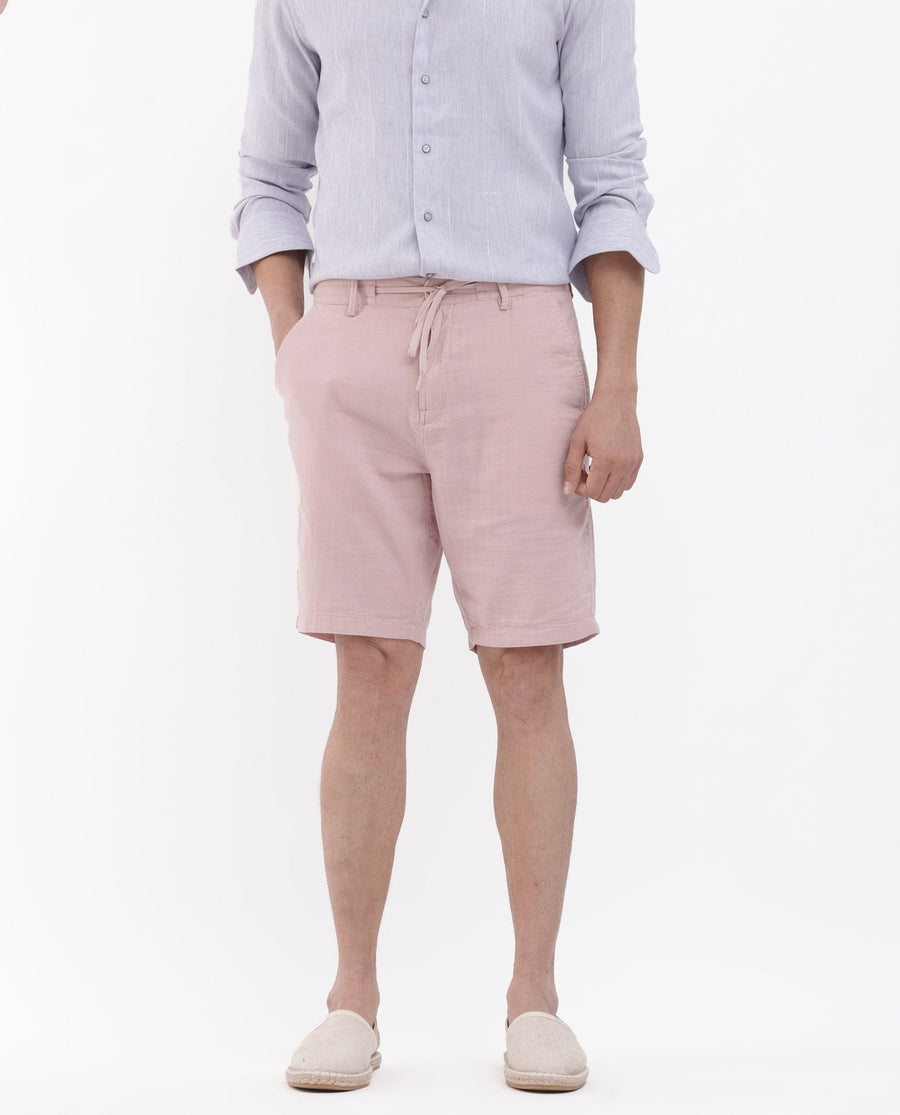 Rare Rabbit Men's Pinto Light Pink Cotton Plain Regular Fit Shorts