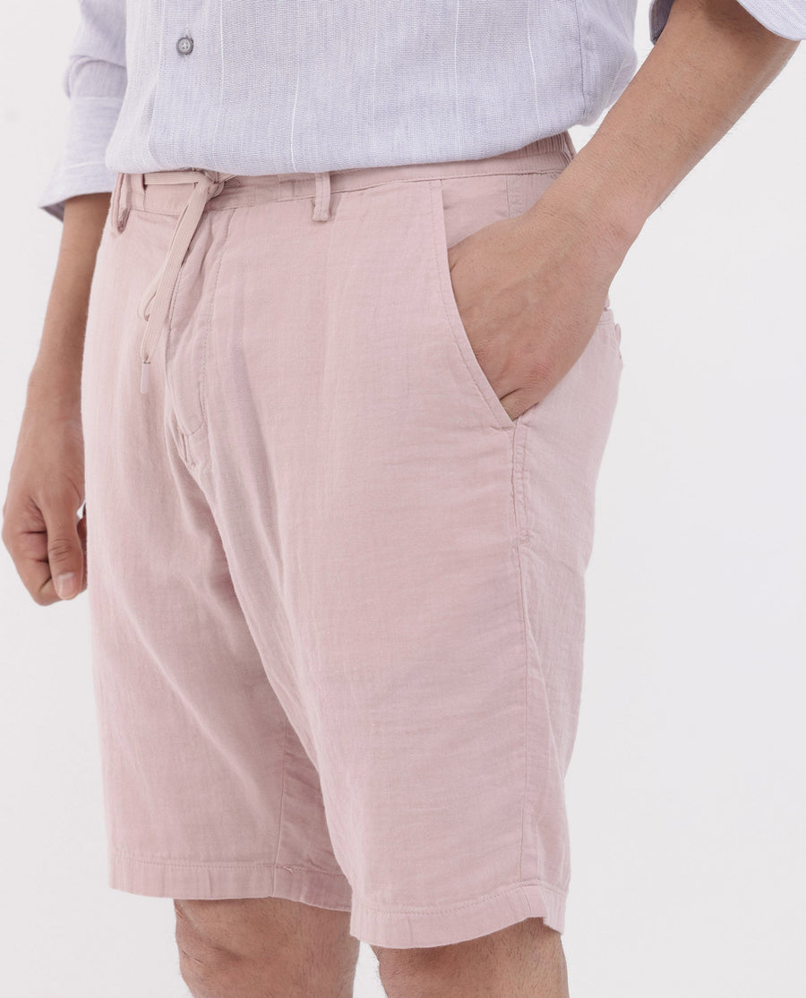Rare Rabbit Men's Pinto Light Pink Cotton Plain Regular Fit Shorts