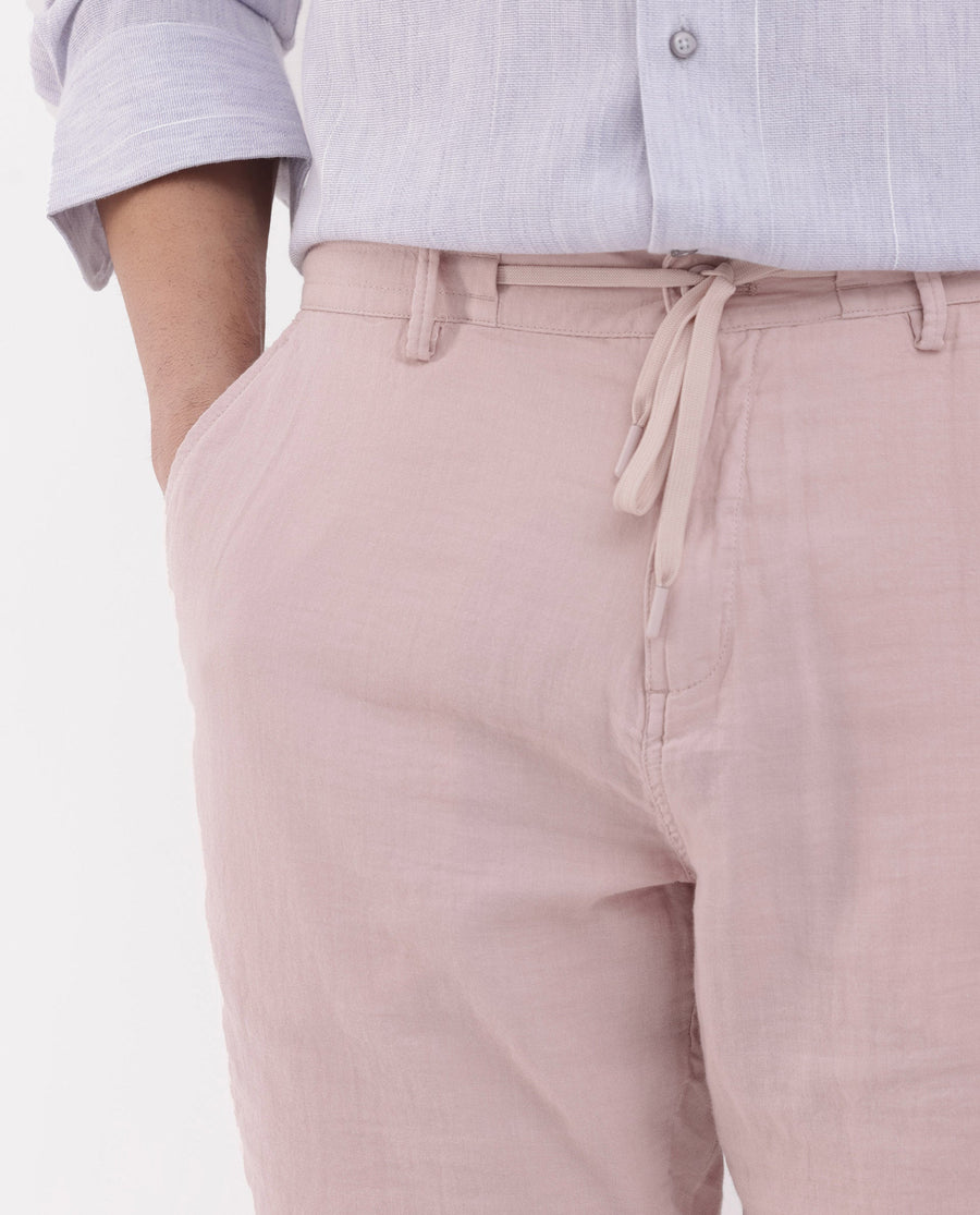 Rare Rabbit Men's Pinto Light Pink Cotton Plain Regular Fit Shorts