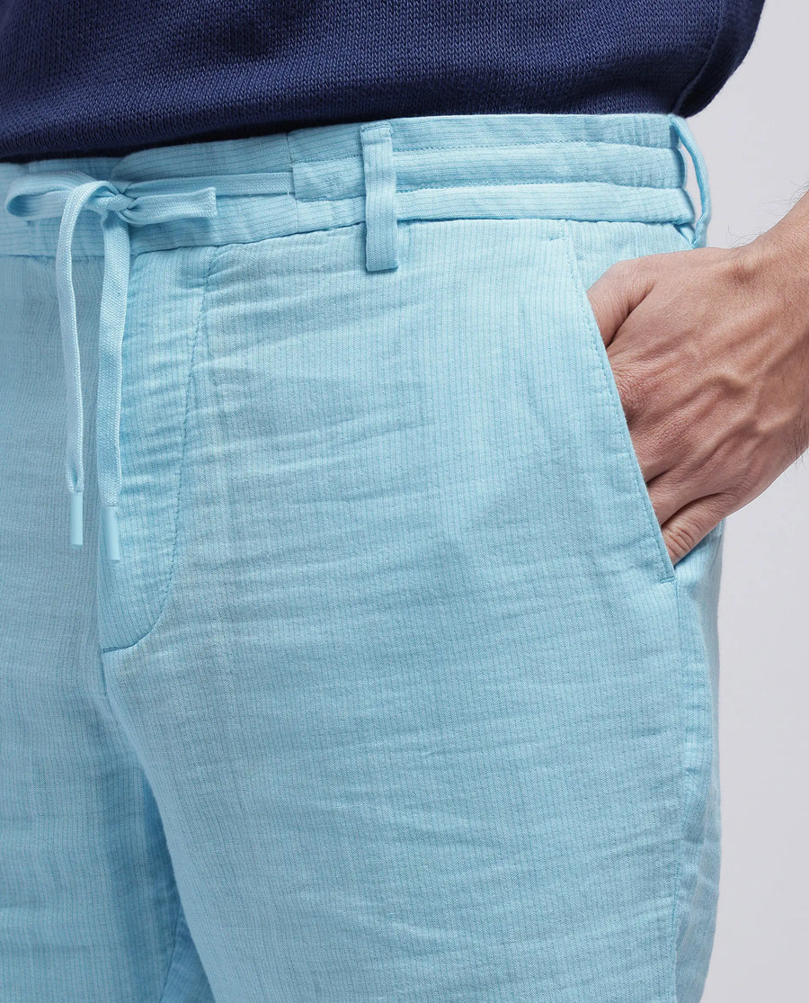 Rare Rabbit Men's Pinto-25 Light Blue Cotton Plain Regular Fit Shorts