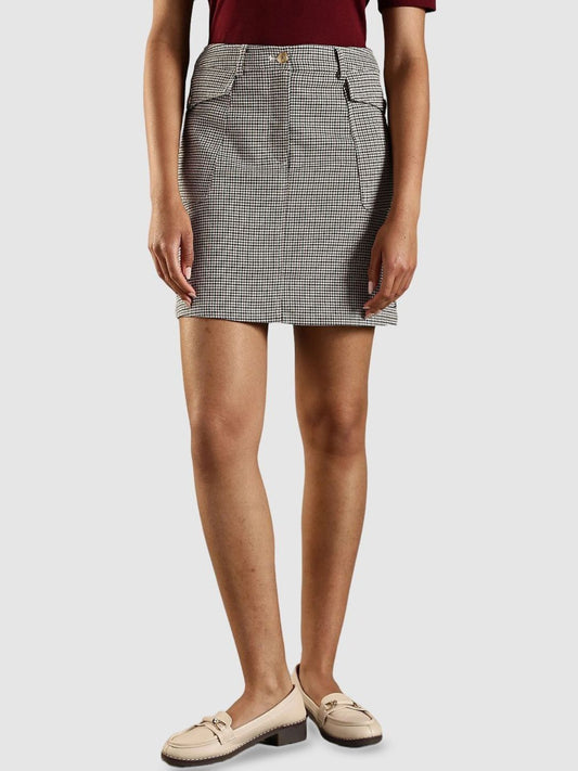Tommy Hilfiger Eroupe Hounstooth Printed Mid Rise Mini Skirt