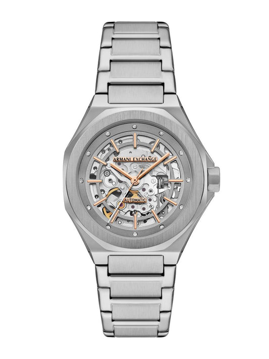 Armani Exchange Women Patterned Dial & Stainless Steel Straps Analogue Powered Watch
