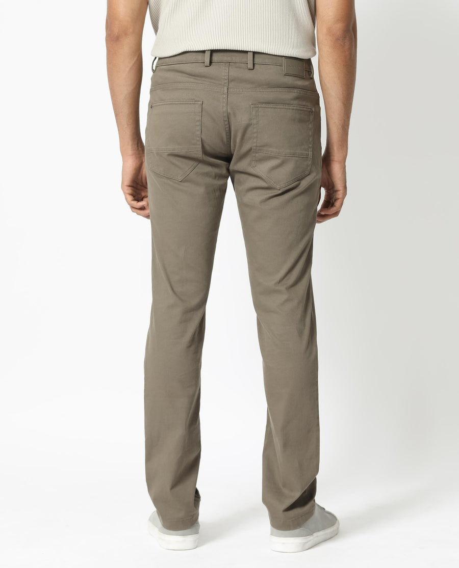 Rare Rabbit Men's Poke-2 Light Olive Cotton Plain Regular Fit Trouser