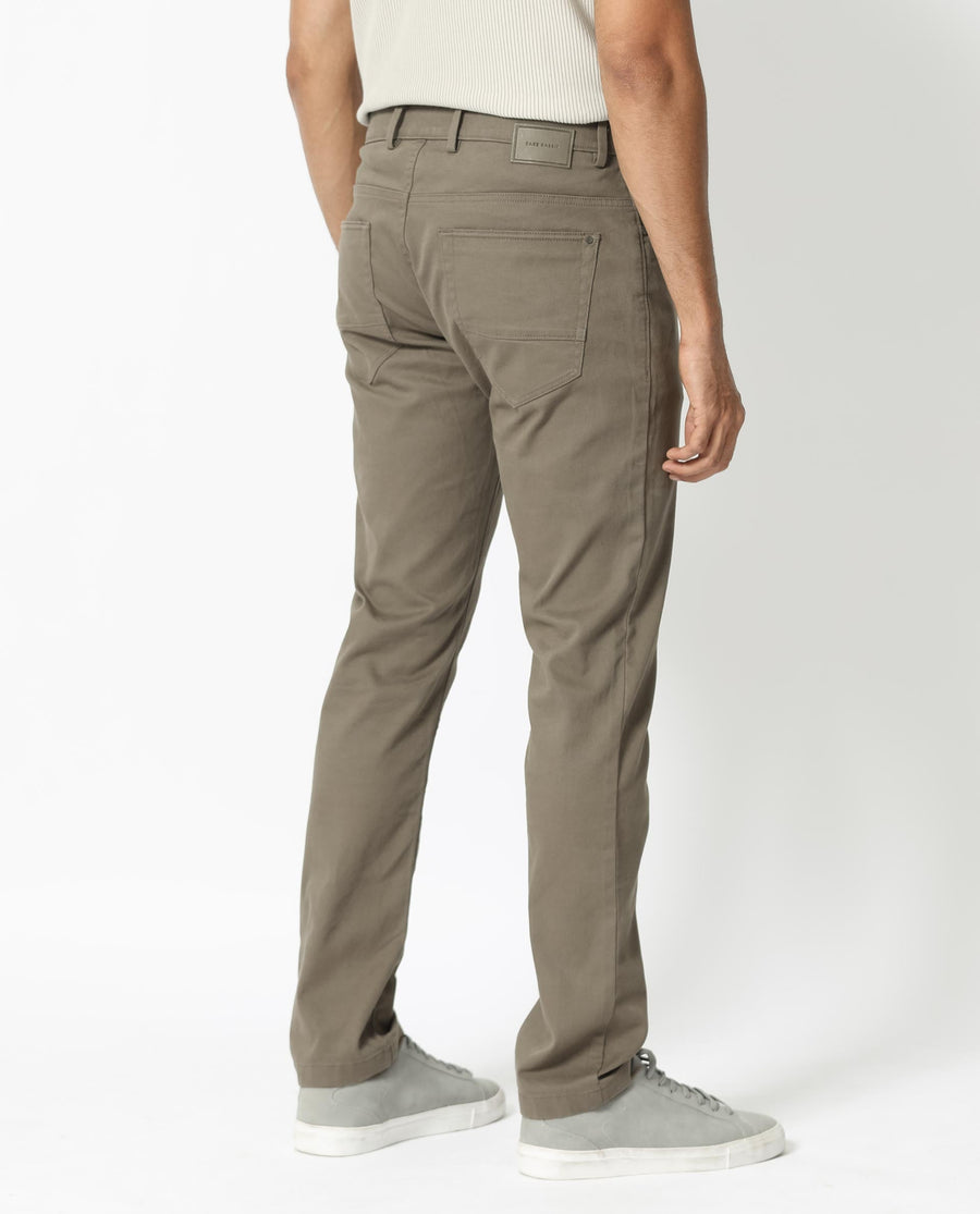 Rare Rabbit Men's Poke-2 Light Olive Cotton Plain Regular Fit Trouser