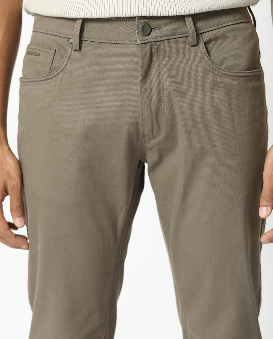 Rare Rabbit Men's Poke-2 Light Olive Cotton Plain Regular Fit Trouser