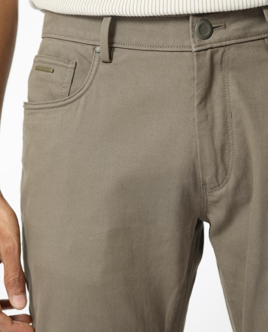 Rare Rabbit Men's Poke-2 Light Olive Cotton Plain Regular Fit Trouser