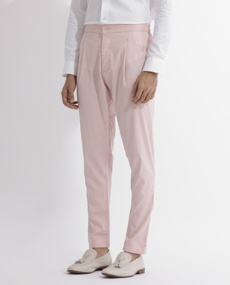 Rare Rabbit Men's Polin Pink Viscose Plain Slim Fit Pajama