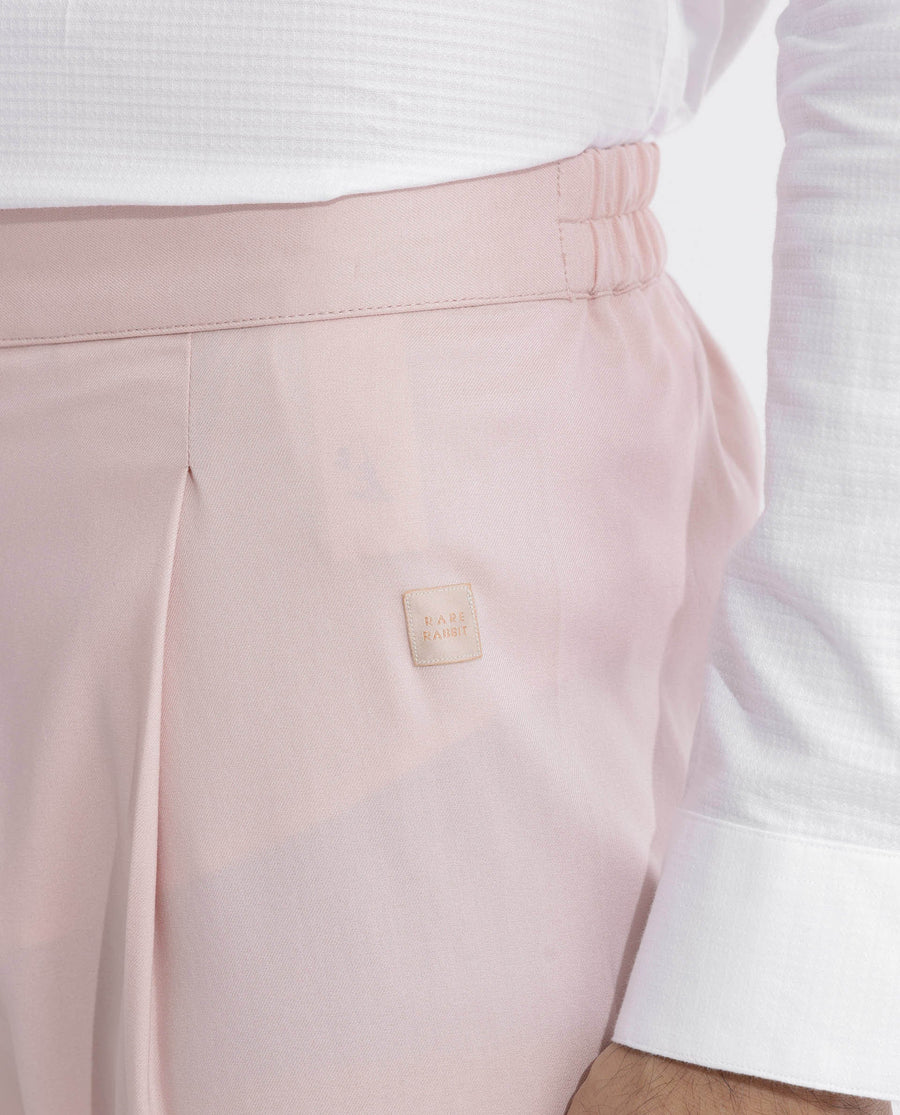Rare Rabbit Men's Polin Pink Viscose Plain Slim Fit Pajama