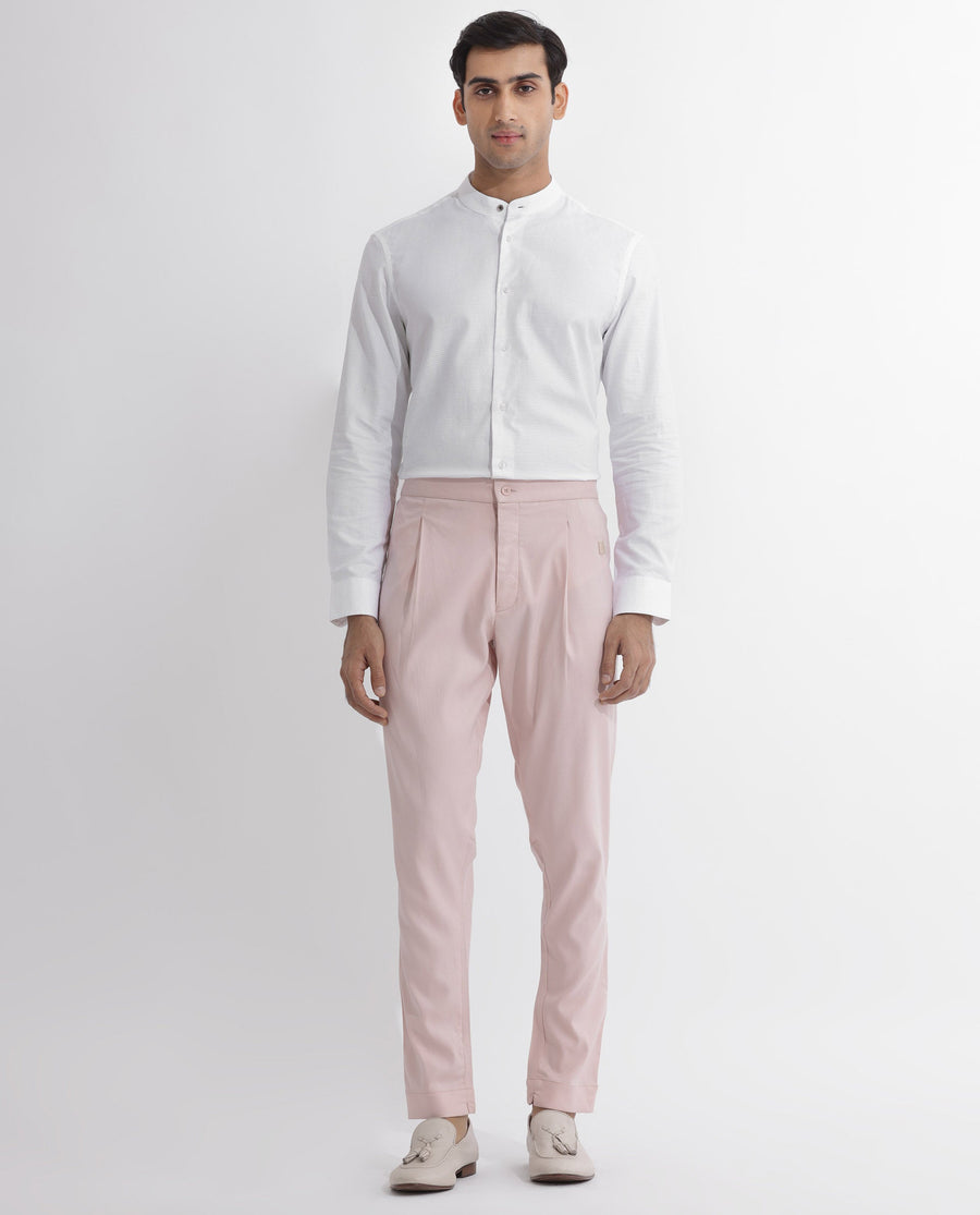 Rare Rabbit Men's Polin Pink Viscose Plain Slim Fit Pajama