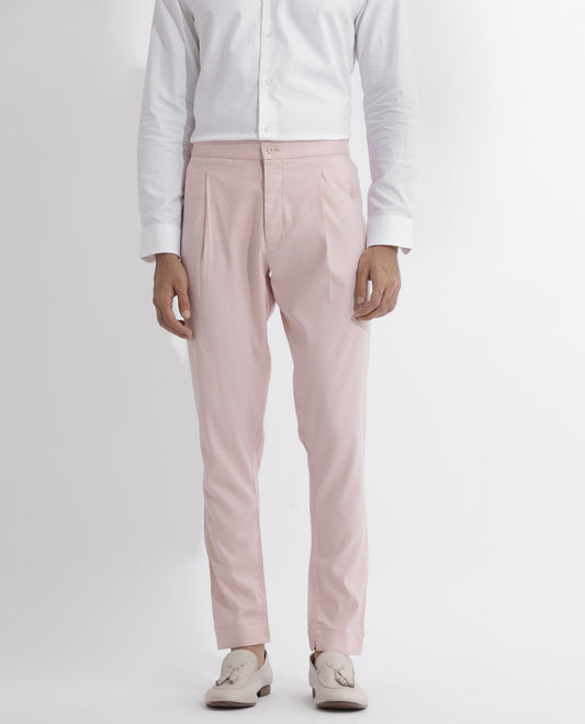 Rare Rabbit Men's Polin Pink Viscose Plain Slim Fit Pajama