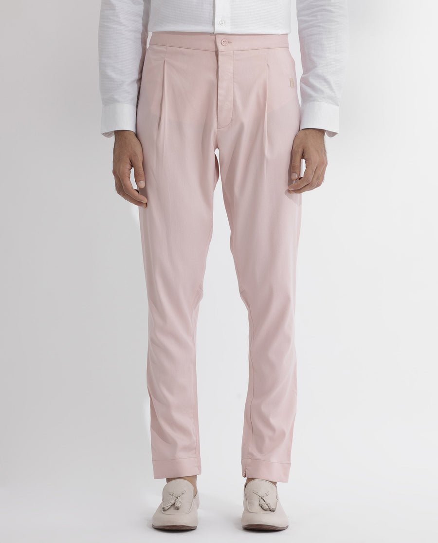 Rare Rabbit Men's Polin Pink Viscose Plain Slim Fit Pajama