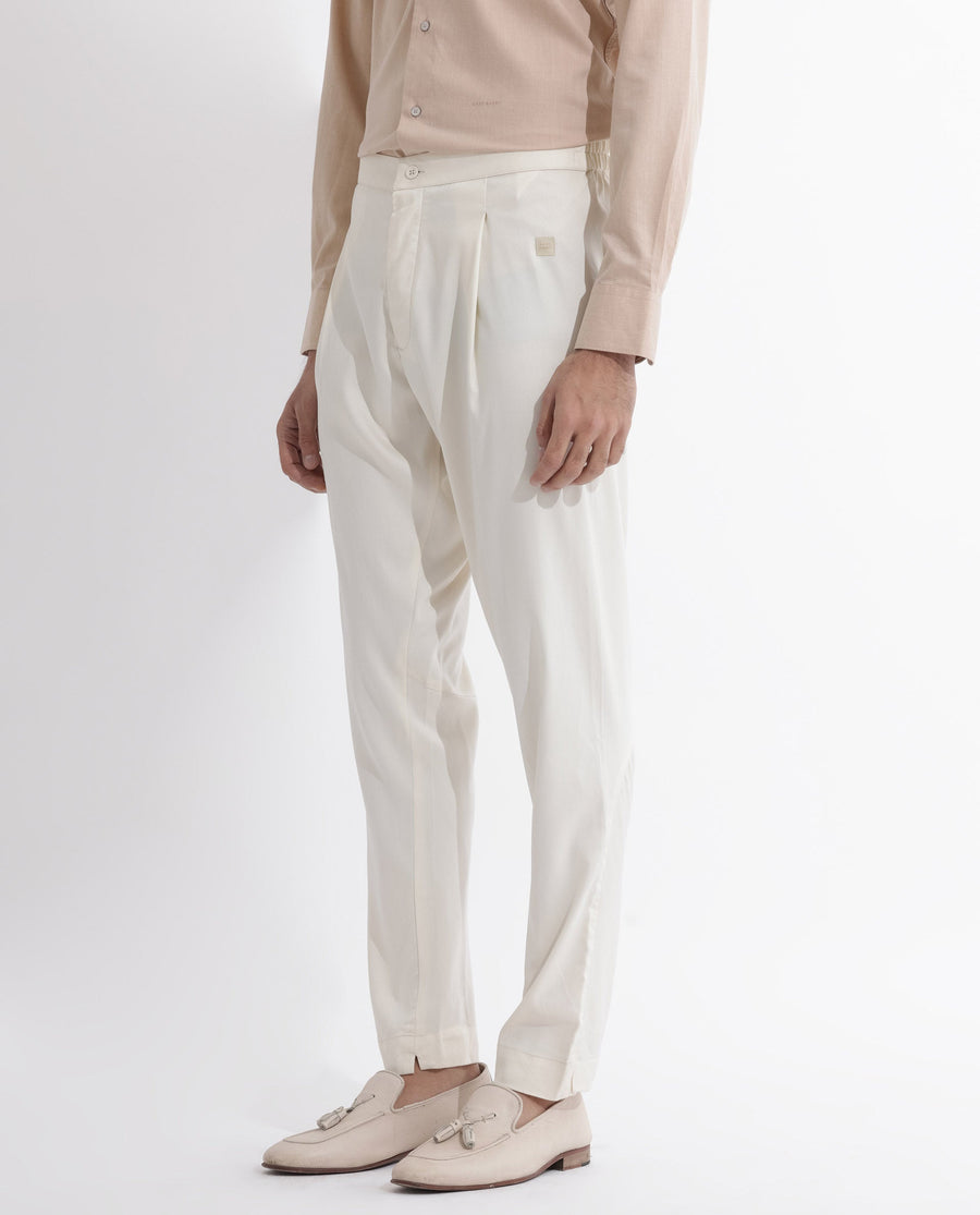 Rare Rabbit Men's Polin Beige Viscose Plain Slim Fit Pajama