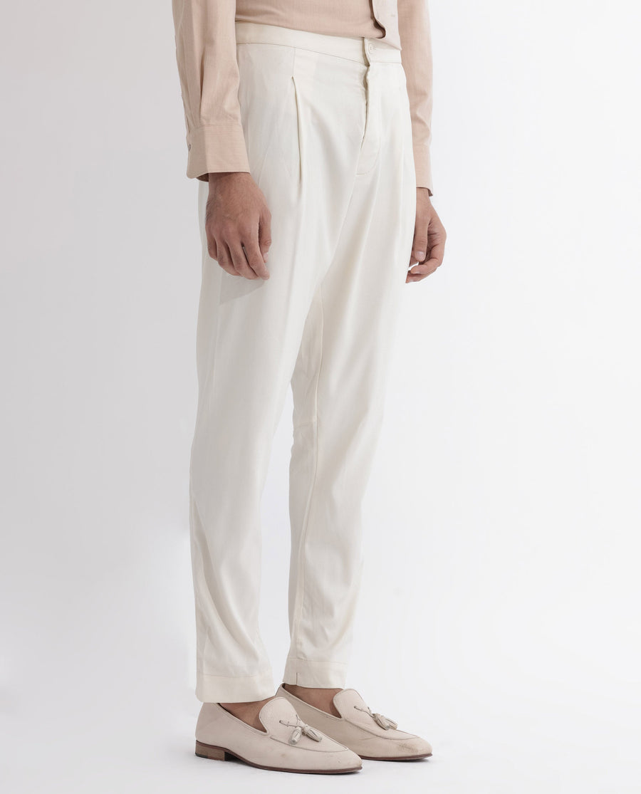 Rare Rabbit Men's Polin Beige Viscose Plain Slim Fit Pajama