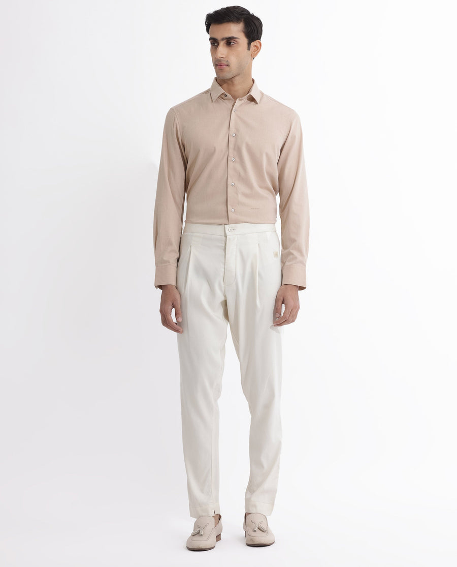 Rare Rabbit Men's Polin Beige Viscose Plain Slim Fit Pajama