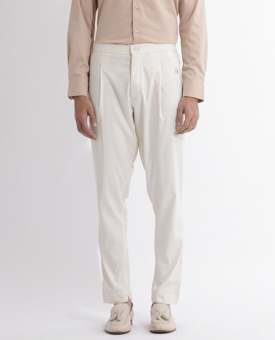 Rare Rabbit Men's Polin Beige Viscose Plain Slim Fit Pajama