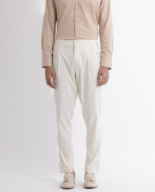 Rare Rabbit Men's Polin Beige Viscose Plain Slim Fit Pajama